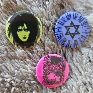 Set of Three Graphic Pins Siouxsie And The Banshees